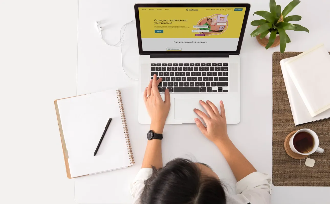A person using email marketing automation tool on his laptop to target his audience