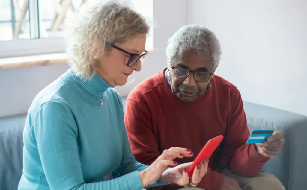 An Elderly Couple Shopping Online