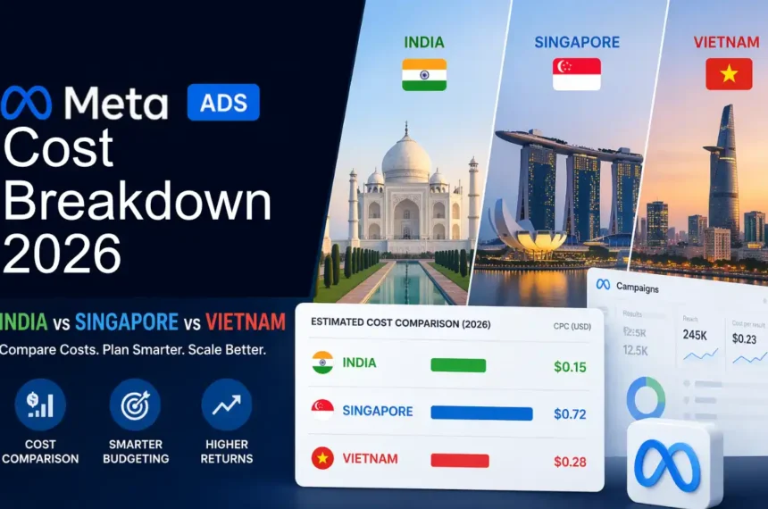 Meta Ads cost breakdown 2026 reveals how India, Singapore, and Vietnam differ in CPM, CPL, and strategy. Learn how to optimize your campaigns.